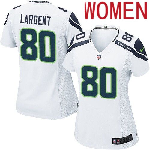 Women Seattle Seahawks 80 Steve Largent Nike White Game NFL Jersey